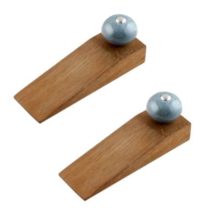 2 Pieces Grey Crackle Ceramic Wooden Door Stopper